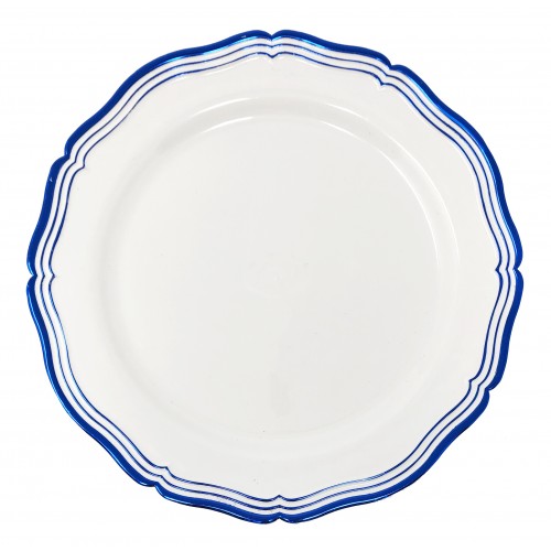 Aristocrat - 10 Elegante Weiß/Blau Dessertteller 19cm