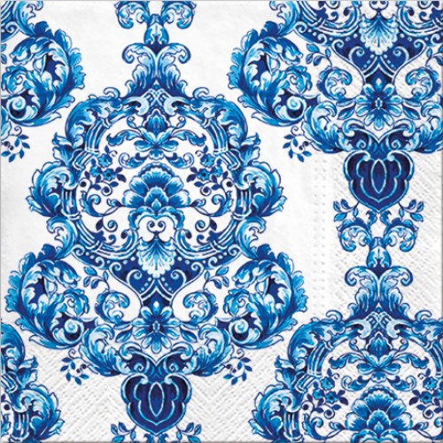 20 Servietten Porcelain Ornament Blau - 33x33cm 3-lagig