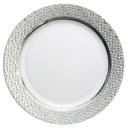 Hammered - 10 Elegante Transparent/Silber Abendessen Teller 23cm