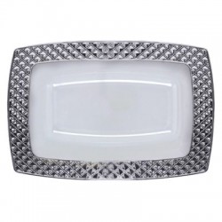 Diamond - 10 Elegante Weiß/Silber Viereckiger Dessert Schale 150ml