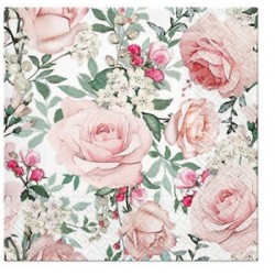 20 Servietten Gorgeous Roses Rosa - 33x33cm 3-lagig