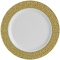 Hammered - 10 Elegante Weiß/Gold Abendessen Teller 23cm