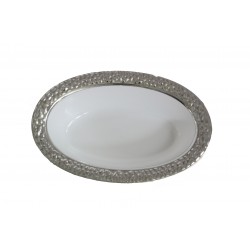 Hammered - 10 Elegante Weiß/Silber Dessert Schale 150ml