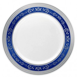 Royal - 10 Elegante Blau/Silber Abendessen Teller 26cm