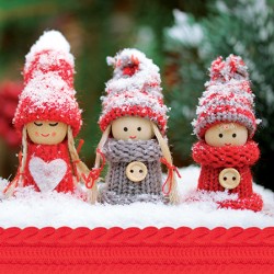 20 Servietten Christmas Happy New Year Winter Dolls - 33x33cm 3-lagig